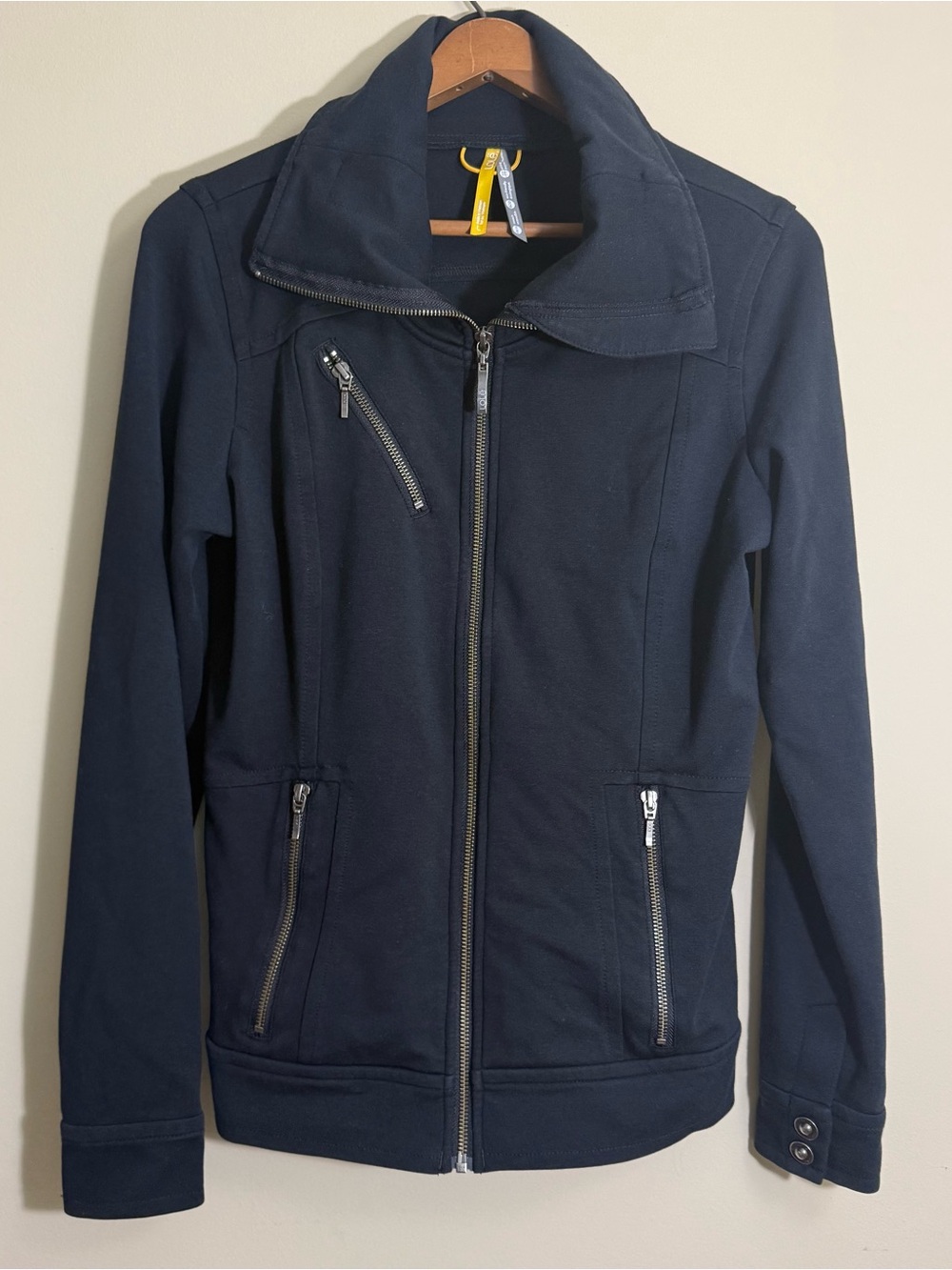 Lole Black Yoga Zip-Up Jacket with Silver Zippers